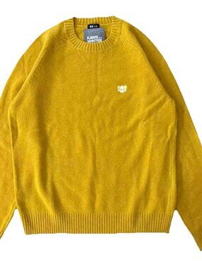 KAWS WINTER UNIQLO Lambswool Crewneck Sweater yellow Japan Japanese L Large New